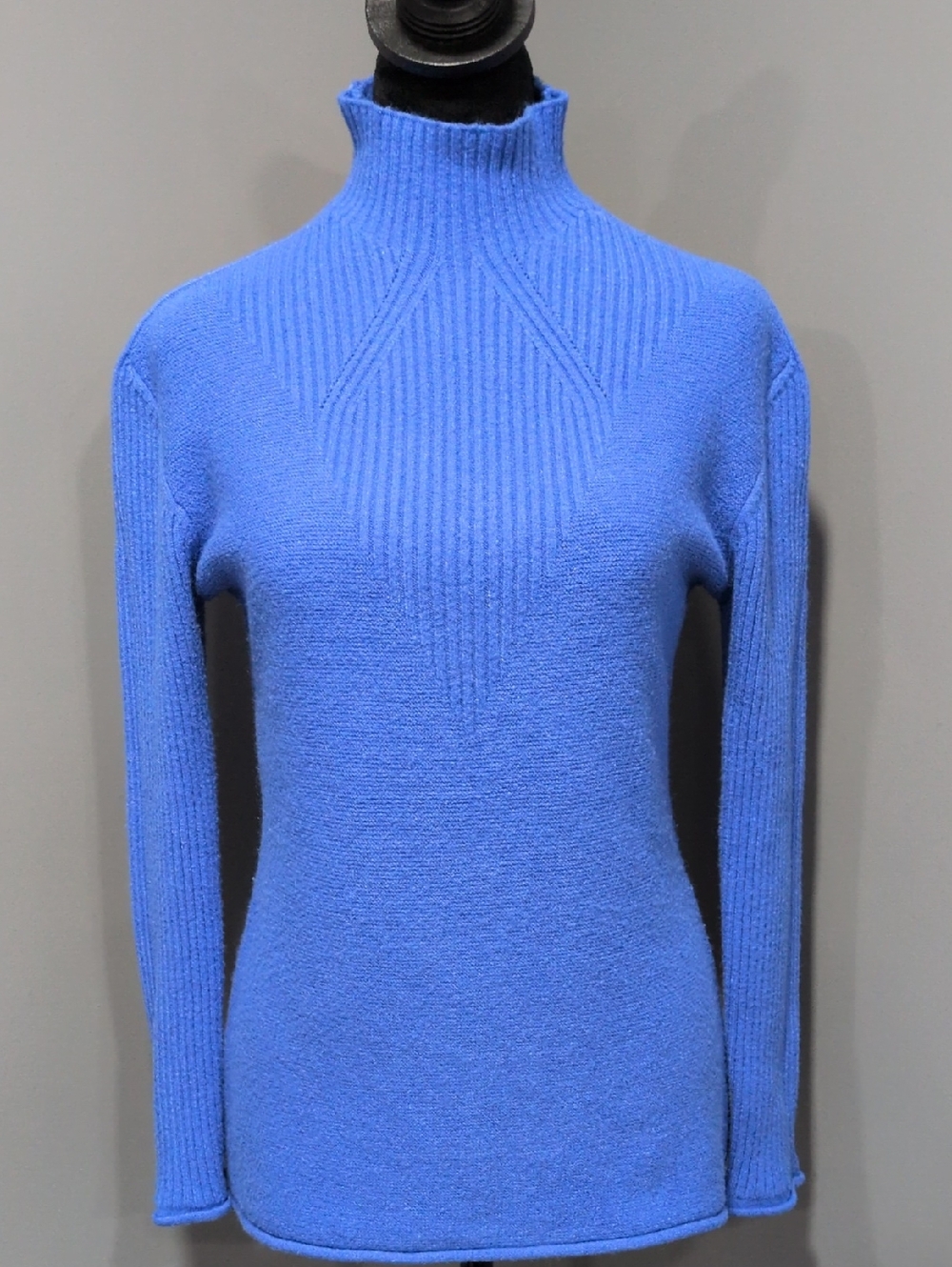 CHARLIE B Cobalt Blue Mock Neck Ribbed Sweater